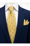 8 cm Yellow Navy Blue Polka Dot Patterned Tie and Handkerchief Set