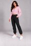 Women's Hooded Zippered Cropped Elastic Cuffed Sweatpants 3 Thread Rastered Set - 4