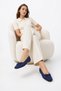 Alia Navy Blue Satin Bow Women's Ballerina Shoes - 2