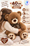 40cm Ribbon Plush Bear Soft Textured Cute Toy with Heart Paw Detail Plush Teddy Bear - 7