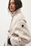 Women's Stand Collar Cashmere Pocket Lined Belted Coat - 2