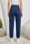 Women's Ramrod Dark Blue Lycra Mom Fit Zipper Jean Pants - 3