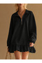 Women's Half Zipper Skirt Ruffle Mini Dress - 2
