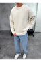 Basic Crew Neck Trendy Ecru Sweater