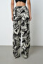 Women's Fluid Patterned Wide-Leg Pants with Elastic Waist - 5