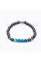 Hematite and Agate Stone Fishbone Rubber Bracelet