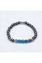 Hematite and Agate Stone Fishbone Rubber Bracelet - 3