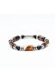 Agate Stone Cutted Fishbone Rubberized Bracelet - 2