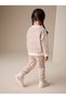 Girl's Floral Pattern Printed Appliqué Embroidered Two-Thread Sweat/Pants 2-Piece Set Beige - 2