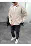 Zippered Classic Knitwear Ecru Cardigan - 3