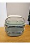 2-Layer Steel Lunch Box 1.4 Liter Food Container Green Color - 2