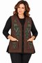 V-Neck Buttoned Pocketed Mother's Vest with Floral Detail - 3