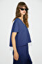 Milane Women's Organic Cotton V-Neck Comfortable Molded High Waist Tracksuit Navy Blue Bottom-Top Set - 3