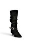 Z726105702 Black Suede Thin Heeled Gathered Women's Boots - 5
