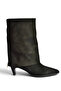 Z820484202 Black Suede Thick Heeled Foldover Boots - 4
