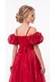 Babyaden Balloon Sleeve Long Glitter Fabric Girls Satin Evening Dress - 4
