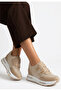 Rete Premium 7cm Hidden Heel Beige Velcro Glitter Women's Sneaker