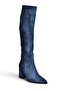 Z752123202 Navy Blue Suede Thick Heeled Women's Boots - 5