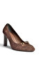 Z676040102 Brown Suede Thick Heeled Women's Shoes - 5