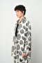Women's Floral Patterned Black - White Oversized Shirt - 2