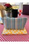 Blue Striped Linen Fabric Pencil Case - Makeup Bag - Pencil Case - 2