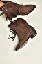 Z726104202 Brown Suede Thick Low Heeled Tasseled Cowboy Model Women's Boots - 3