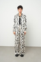 Women's Wave Patterned Black - White Oversize Shirt - 4