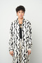 Women's Wave Patterned Black - White Oversize Shirt