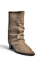 Z654940361 Gray Genuine Leather Suede Thick Heeled Drawstring Women's Boots - 5