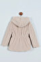 My Little One's Plush Lined Girls' Hooded Cardigan - Beige - 3