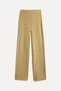 Women's Beige Color Wide Leg Knitwear Trousers with Elastic Waist - 2