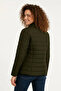 Micro Water Repellent Quilted Printed Lined Zippered Bomber Coat - Khaki - 3