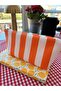 Orange Striped Linen Fabric Pencil Case - Makeup Bag - Pencil Case - 3