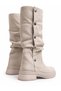 Women's Beige Suede Buttoned Boots That Can Be Worn in Two Ways - 3