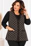 Women's Patterned Knitwear Vest V-Neck Buttoned Pocketed Long Mother's Vest – Brown - 3