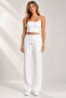 White Double Fabric Trousers with Pockets, Elastic Waist, Rope Detail, Length 90 cm - 4