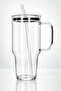 1200 ml Borosilicate Glass Thermos – Cold Drink Cup with Glass Straw and Lid with Handle