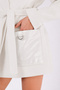 White Leather Trimmed Cashmere Coat - 6