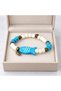 White Beaded Elastic Bracelet with Turquoise Fish Figure – Bohemian Stylish Accessory - 3