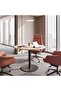 OLSON MEETING OFFICE ROUND TABLE WITH ADJUSTABLE HEIGHT - WHITE OAK & WHITE - 4