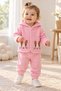 Baby Girl Rabbit Embroidered Quilted Hooded Jacket with Snap Fasteners, Badi and Sweatpants 3-Piece Set 0-12 Months - 3
