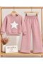 Girl's Three-Yarn Fabric Star-Stone 2-Piece Tracksuit Set-Sweatshirt&Wide-Leg Pants - 2