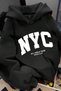 Unisex Men's and Women's Xnycx Lettering Design Cotton Oversize Hooded Sweatshirt Black