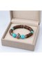 Turquoise Detailed Brown Beaded Elastic Bracelet – Ethnic Design Accessory - 3
