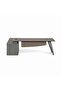 GEKKO OFFICE DESK RIGHT SIDE RETURN 240CM - DARK OAK & MIDDLE GREY - 6