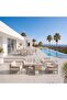 MODERN COLLECTION 6 SEATER OUTDOOR DINING TABLE - CHAMPAGNE & CREAM - 5