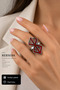 Berserk Wind Legends Symbol Adjustable Ring Red Silver Color Unisex - 2