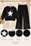 Girl's Three-Yarn Fabric Star-Stone 2-Piece Tracksuit Set-Sweatshirt&Wide-Leg Pants - 2