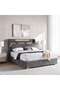 JAVIER KING BED 180X200 HEADBOARD WITH 2 USB PORT,LED LIGHTS AND STORAGE- STONE GREY - 2