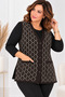 Women's Patterned Knitwear Vest V-Neck Buttoned Pocketed Long Mother's Vest – Brown